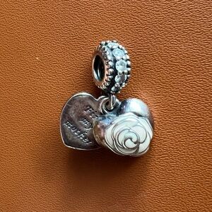 Pandora Mother's Rose Forever Friends Enamel & Sterling Double Charm